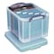 Really Useful Box Storage Bin, Plastic, Clear/Blue, 3 PK 32C-PK3CB - alternate 2